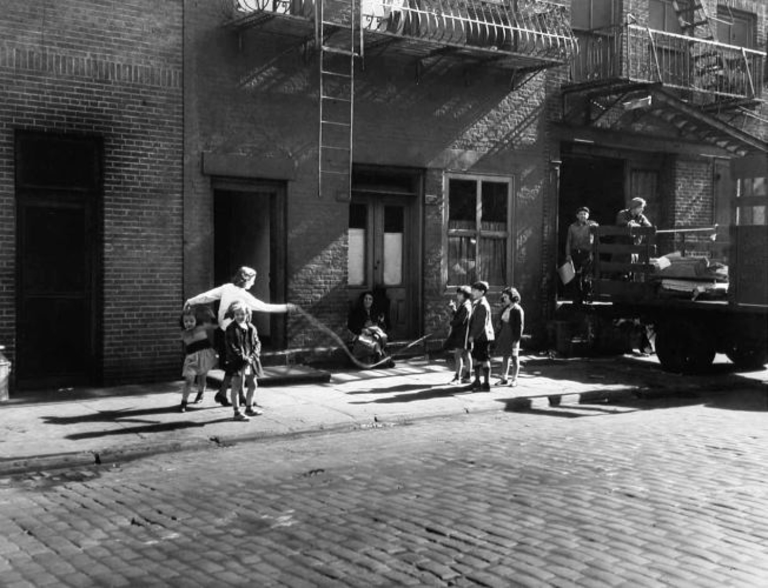 School Recess on Sidewalk