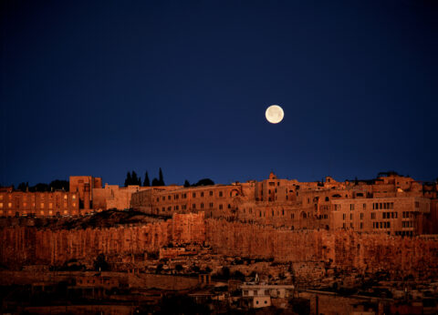 Moonset over Old City, Jerusalem
