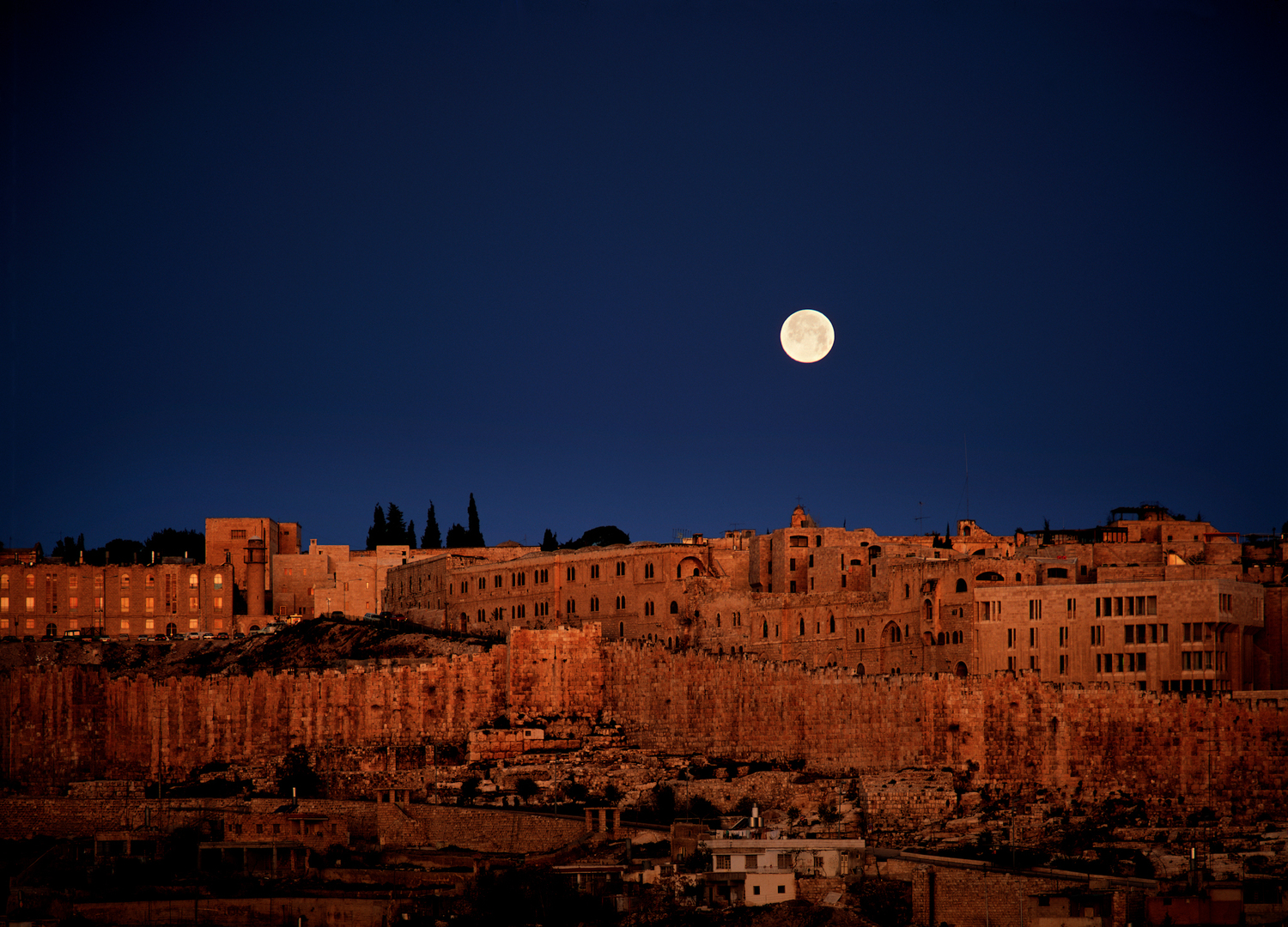 Moonset over Old City, Jerusalem